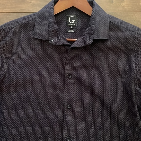 Grafton L slim fit long sleeve  purple/blue/black print shirt - Picture 2 of 9